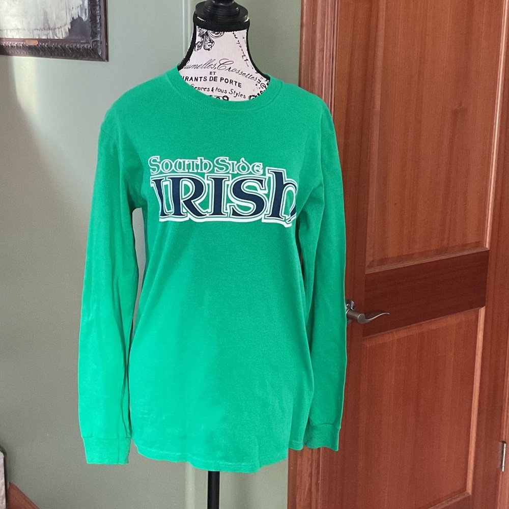 Women's Green Long Sleeve Tee, Irish, size S
